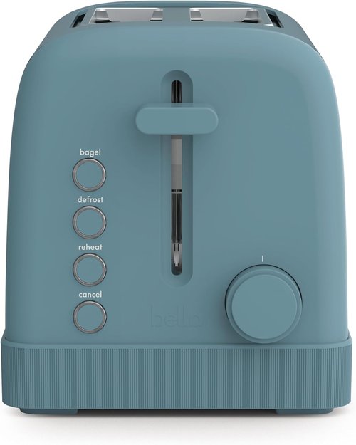 Bella 2 Slice Toaster - 6 Shade Settings with Reheat, Cancel, Bagel & Defrost Functions | 900W, Surf Color