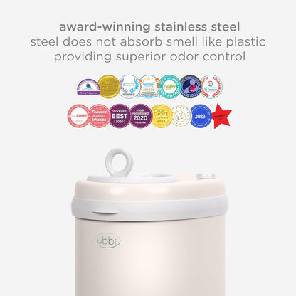 Ubbi Steel Diaper Pail - Odor Locking Design, No Special Bags Needed | Award-Winning Ivory Color