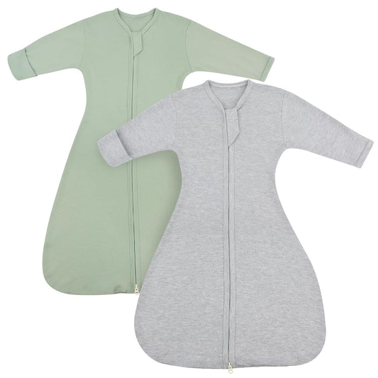 **Transition Swaddle | Baby Sleep Sack 0-3 Months - Arms Up Design with Mitten Cuffs, 2-Pack, 100% Cotton**