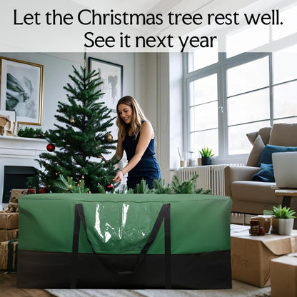 Skiennix Christmas Tree Storage Bag - Fits Up to 10 Ft Tall Trees | Heavy-Duty 600D Oxford Material with Dual Zipper & Transparent Pocket