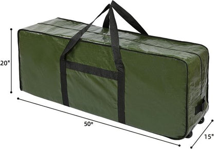 HOMEST Christmas Tree Storage Bag - Zippered, Reinforced Handles & Wheels for 4.5-7 ft Trees | Green