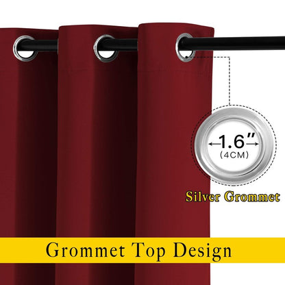 NICETOWN Extra Long Blackout Drapes - (52 inches by 120 inches, Burgundy Red, Set of 2) Window Treatment Light Blocking Privacy Curtain Panels for Home Decoration