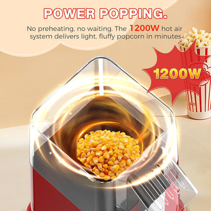 OSTBA Popcorn Maker - 1200W Mini Retro Air Popper with Butter Tray | Oil-Free, Compact Design for Home & Gifts