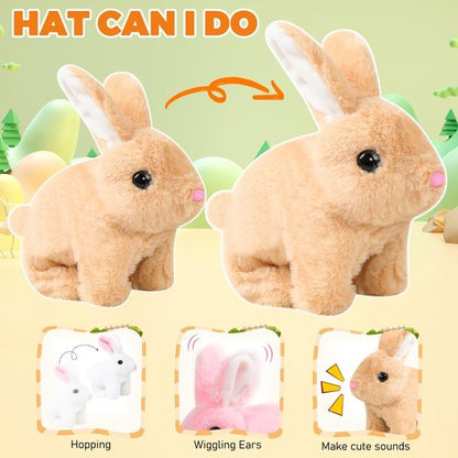 Bunby Realistic Rabbit Toy - Interactive Plush Bunny with Lifelike Movements | White Easter Gift