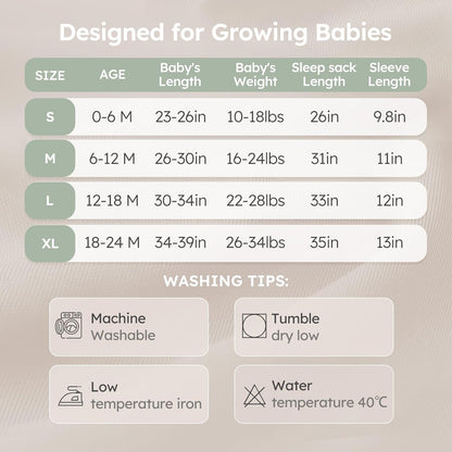 Yoofoss Baby Sleep Sack - Organic Cotton Wearable Blanket for Newborns | 0-6 Months, 1.0 Tog, Long Sleeve