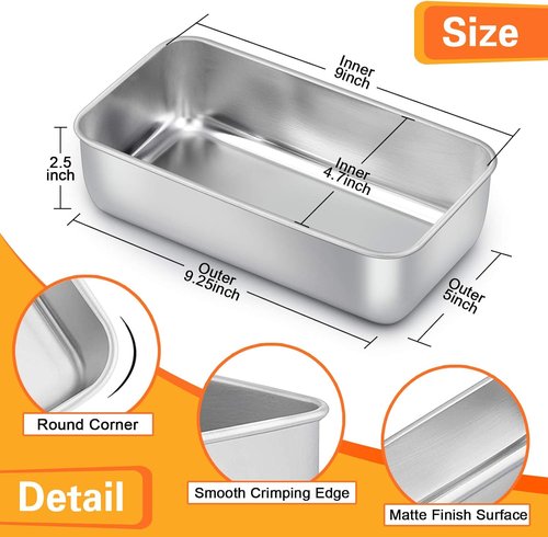 E-far Stainless Steel Loaf Pan Set - 9 x 5 Inch Non-Toxic Bakeware for Bread & Meatloaf | Easy Release & Dishwasher Safe