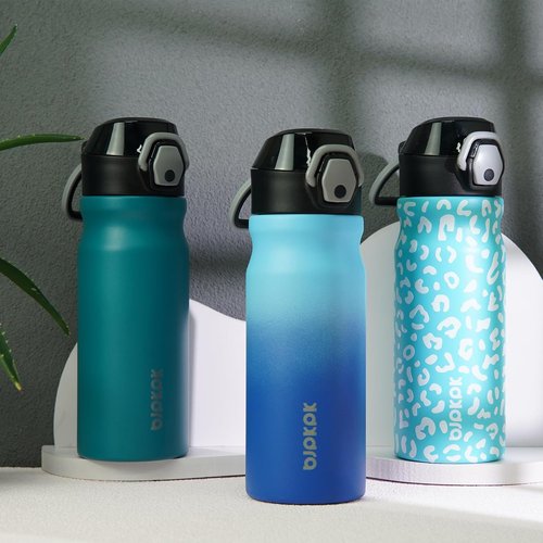 BJPKPK Insulated Water Bottle - 18oz Stainless Steel Flask with Straw, Leak-Proof Lid & Carry Handle | Sky