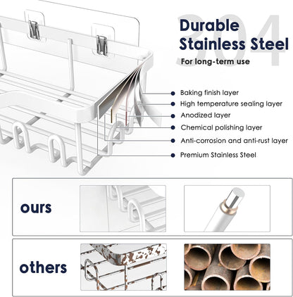 NESOMI Shower Caddy - Rustproof Stainless Steel Organizer with Large Capacity | 7-Pack No-Drill Rack
