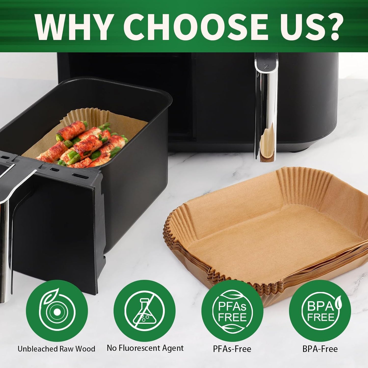 Ninja Foodi Air Fryer Liners - Disposable Unbleached Parchment Paper, 150 Pcs for 7QT/9QT Models
