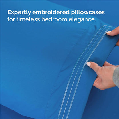 Royal Blue Split King Size 5-Piece Sheet Set | Comfy, Breathable & Cooling Hotel Luxury Bedding