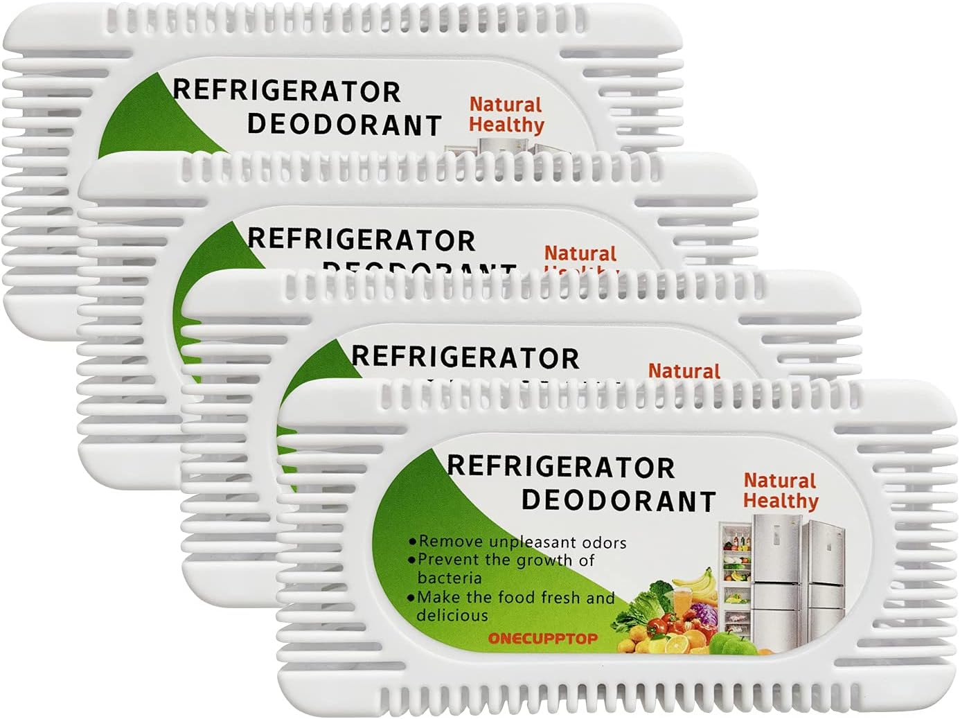 Skiennix Refrigerator Deodorizer - 4 Pack Activated Carbon Odor Eliminator & Moisture Absorber