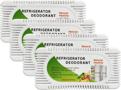 Skiennix Refrigerator Deodorizer - 4 Pack Activated Carbon Odor Eliminator & Moisture Absorber