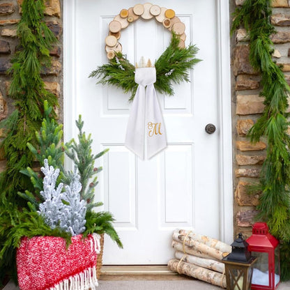 Skiennix Monogrammed Wreath Sash - 2 Pack for Boxwood Front Door Decor | Letter M