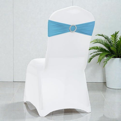 MDS Spandex Chair Sashes - Universal Fit Elastic Stretch Ties with Buckle for Weddings | Blue, Pack of 150