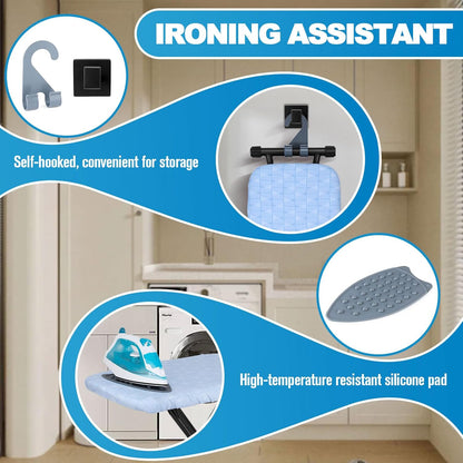 Skiennix Ironing Board - Heavy Metal Frame with Silicone Iron Mat | Foldable & Adjustable 13x43in