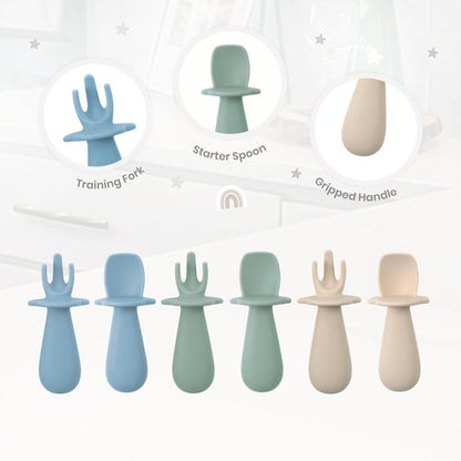 Baby Bliss Silicone Baby Spoons - Self Feeding Utensils for Infants 6 Months+, BPA Free, 6 Pack