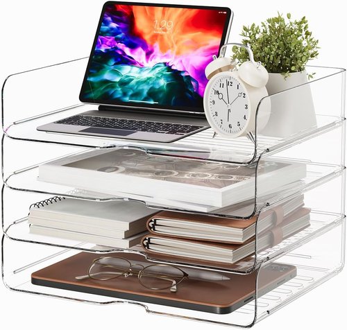 DCA Large Capacity Desk Organizer - 4-Tier File Organizer for Office, Home & School - Stackable Design