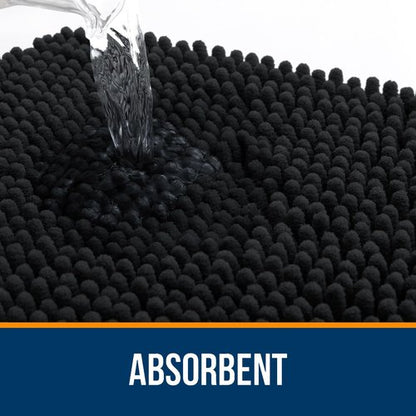OLANLY Bathroom Rugs 50x30, Extra Soft Absorbent Chenille Bath Rugs, Rubber Backing Quick Dry, Machine Washable Bath Mats for Bathroom Floor, Tub and Shower, Home Decor Accessories, Black