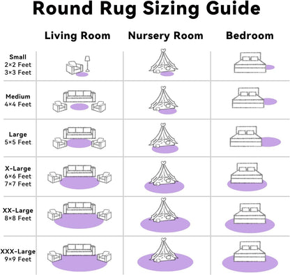 OLANLY Purple Round Area Rug - Soft, Fluffy, Machine Washable 4 ft Circle Rug for Bedroom & Living Room Decor