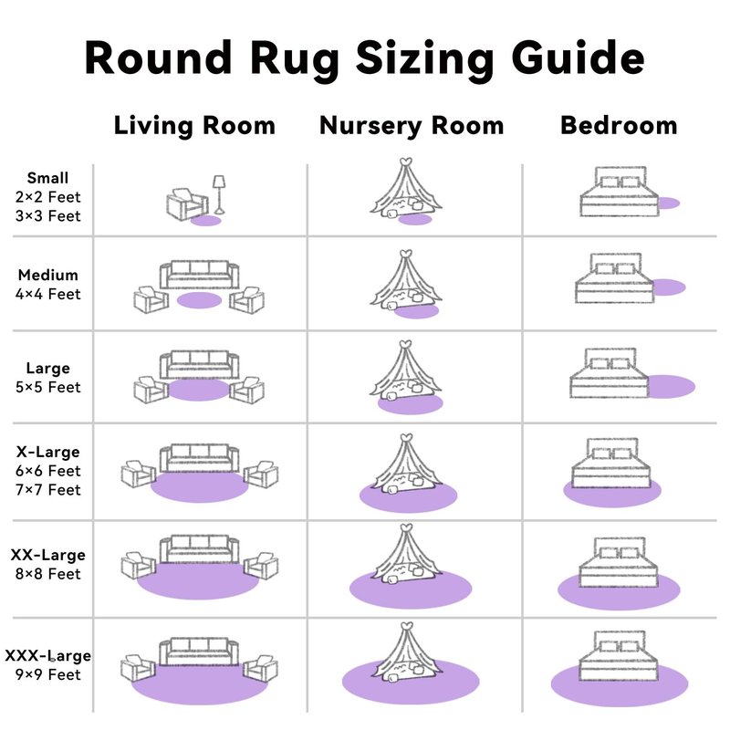 OLANLY Purple Round Rugs for Bedroom - Machine Washable, 9 ft Circle Area Rugs for Living Room, Soft and Fluffy Shaggy Carpet for Teen Girls and Boys, Nursery Rooms, Dorms, Home Decor Aesthetic
