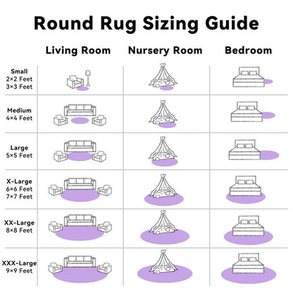 OLANLY Purple Round Rugs for Bedroom - Machine Washable, 9 ft Circle Area Rugs for Living Room, Soft and Fluffy Shaggy Carpet for Teen Girls and Boys, Nursery Rooms, Dorms, Home Decor Aesthetic