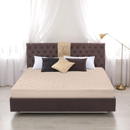 Utopia Bedding Quilted Fitted Mattress Pad - Full Size, Elastic Cover, Machine Washable, 16-Inch Deep (Beige)
