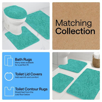 GORILLA GRIP Bath Rug Mat 30x20, Thick Soft Absorbent Chenille, Quick Dry Microfiber Mats, Rubber Backing Washable Shower Floor Rugs, US Designed Bathroom Bathmat Home Decor Accessories, Turquoise
