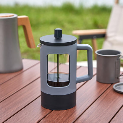 YOLIFE French Press Coffee Maker - 21 oz Portable Tea & Coffee Press with Heat-Resistant Glass | Grey & Black