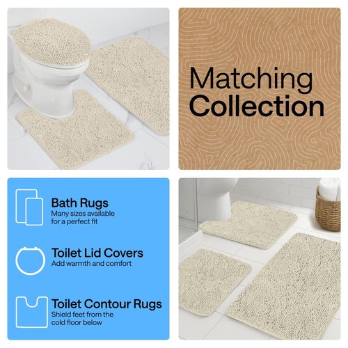 GORILLA GRIP Bath Rug Mat 48x24, Thick Absorbent Chenille, Quick Dry Microfiber Mats, Rubber Backing Washable Shower Floor Rugs, Bathmat Runner, US Designed Bathroom Home Decor Accessories Dusty Cloud
