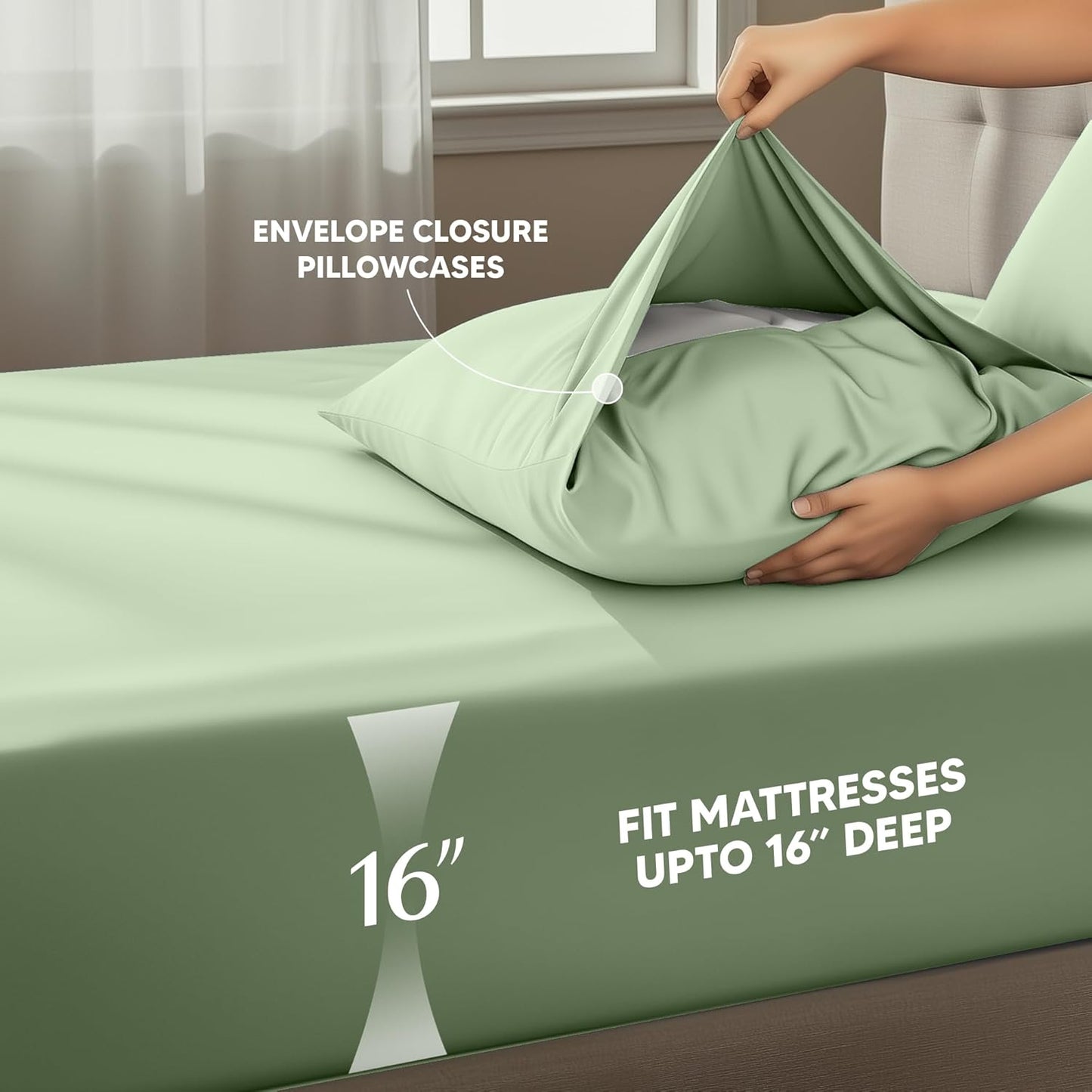 Utopia Bedding Twin Sheet Set - Soft & Breathable 3-Piece Microfiber Bed Sheets | Oeko-Tex Certified (Sage)