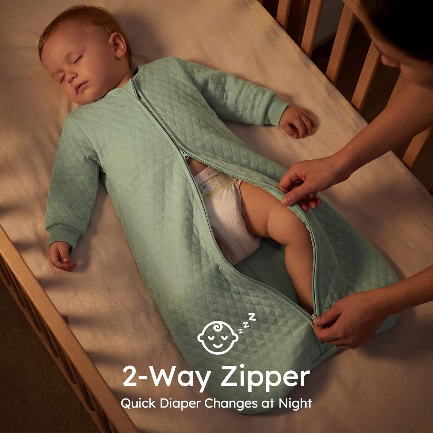 Yoofoss Baby Sleep Sack - Organic Cotton Wearable Blanket for Newborns | 0-6 Months, 1.0 Tog, Long Sleeve