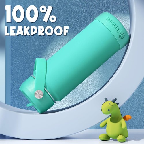 Fimibuke Kids Insulated Water Bottle - 18oz BPA-Free Stainless Steel Tumbler with Straw | Leak-Proof Black