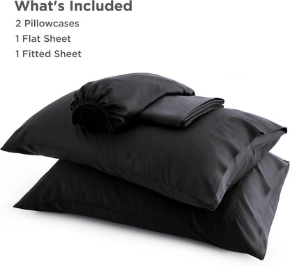 PureWoven King Size Sheet Set - Cooling Rayon Sheets from Bamboo | Soft, Breathable, Deep Pocket Design in Black