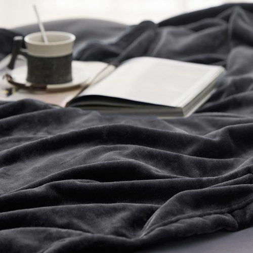 Bedsure GentleSoft Fleece Throw Blanket - Dark Grey 300GSM Plush Cozy Blanket for Couch & Bed
