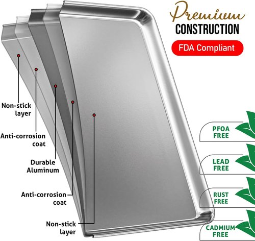 Eatex Aluminum Baking Sheet Set - Nonstick 21” x 15” Large Cookie Sheets | 2 Pack Baking Pans