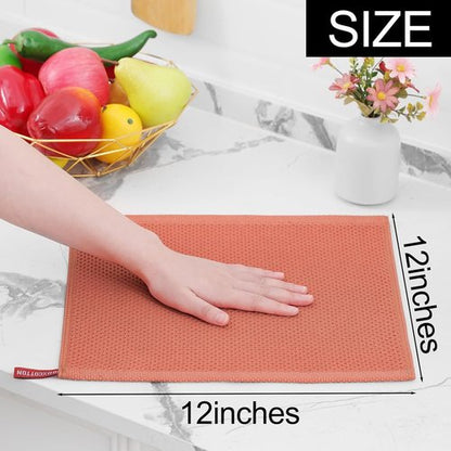 Homaxy Kitchen Dish Cloths - 100% Cotton Waffle Weave, Ultra Soft & Absorbent, 12x12 Inches, 8-Pack, Coral