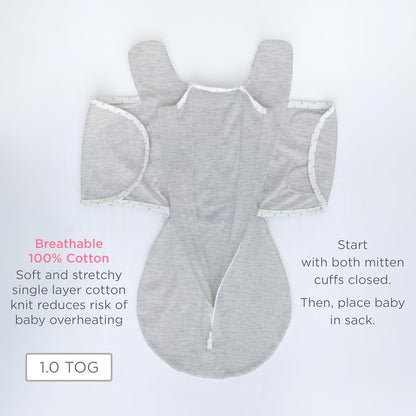SwaddleDesigns 6-Way Omni Swaddle Sack - Arms Up Design for Newborns | Improves Sleep, Small 0-3 Mo, Heathered Jadeite