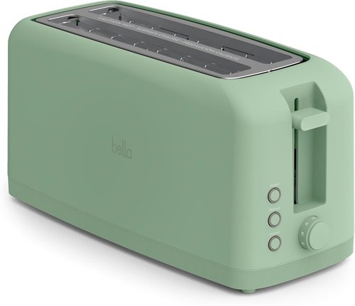 Bella 4-Slice Slim Toaster - 10” Long Slot with 6 Shade Settings & Auto Shutoff | Seaglass Color