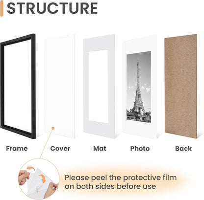 Upsimples 12x16 Picture Frame Set of 5 - Versatile Wall Gallery Frames for 8.5x11 or 12x16 Photos - Black