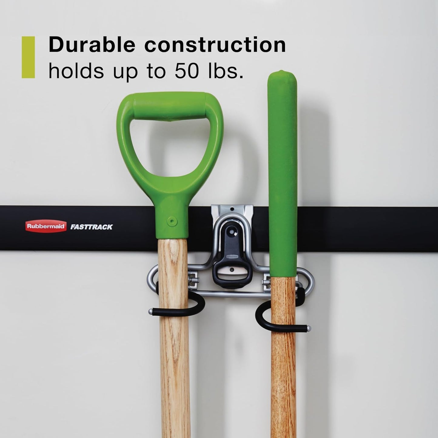 Rubbermaid FastTrack 2-Handle Hook - Space-Saving Garage Storage Solution for Rakes, Brooms, and Ladders