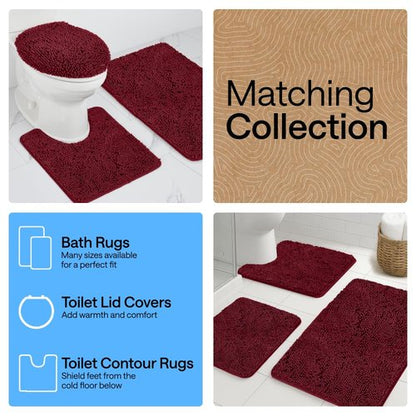 GORILLA GRIP Bath Rug Mat 30x20, Thick Soft Absorbent Chenille, Quick Dry Microfiber Mats, Rubber Backing Washable Shower Floor Rugs, US Designed Bathroom Bathmat Home Decor Accessories, Burgundy
