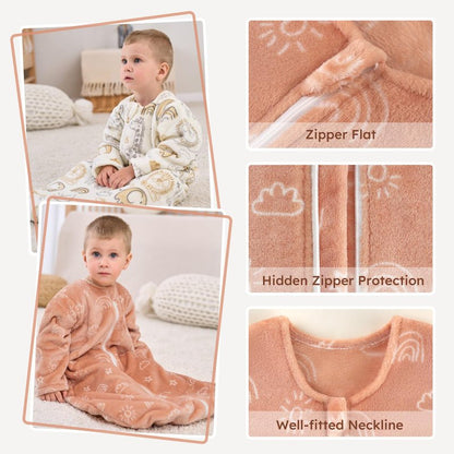 Yoofoss Baby Sleep Sack 6-12 Months, Long Sleeve Sleep Sack 1.5 Tog, Fleece Baby Wearable Blanket with 2-Way Zipper, Soft Warm