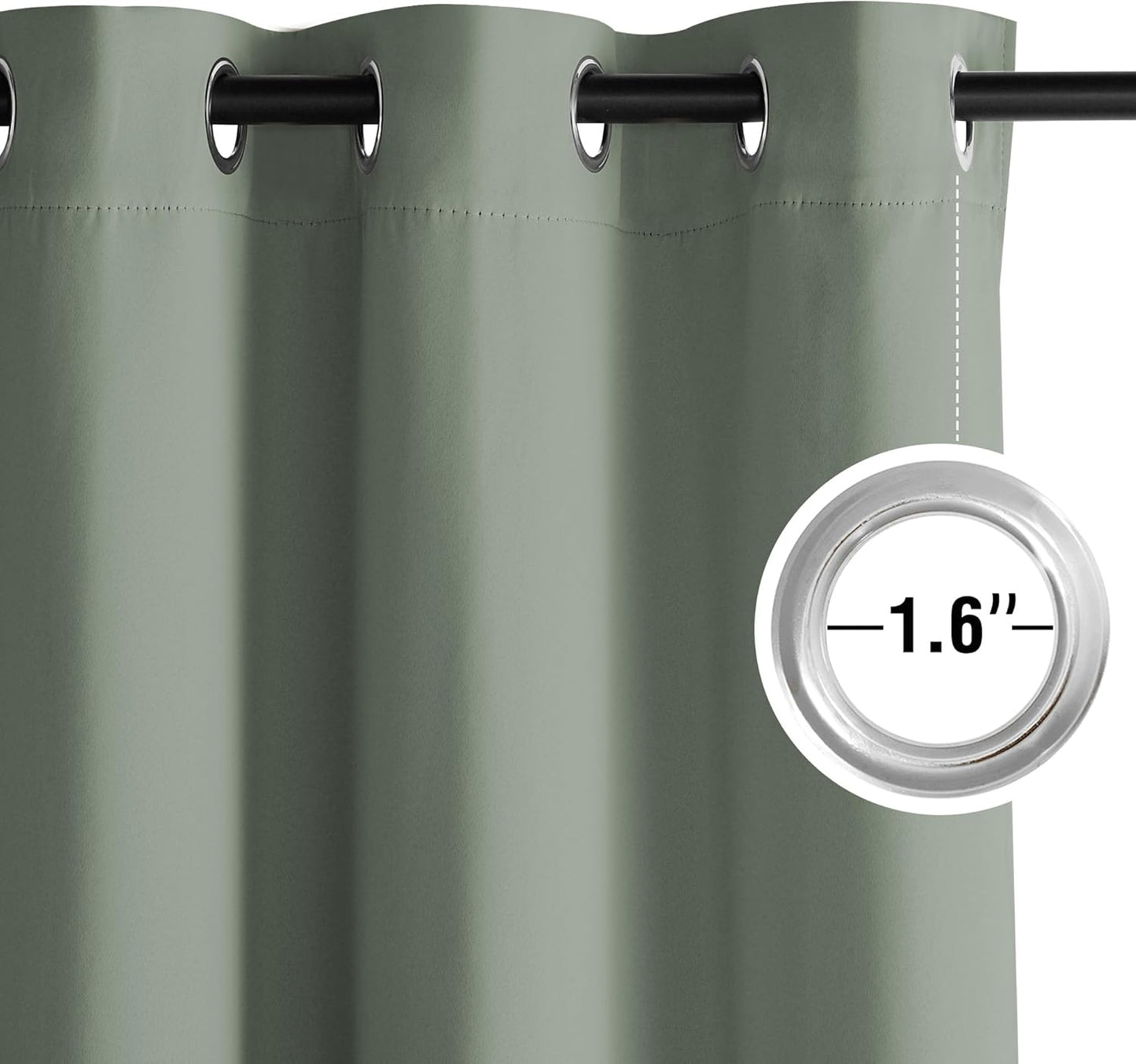 NICETOWN Room Darkening Curtains - Sage Green Drapery Panels, 52"W x 84"L for Ultimate Privacy