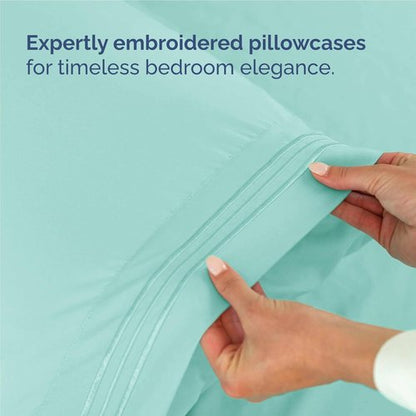 Comfy Twin XL Size 3 Piece Sheet Set - Breathable & Cooling Hotel Luxury Bedding - Soft, Deep Pockets, Wrinkle-Free - Oeko-Tex Certified - Spa Blue
