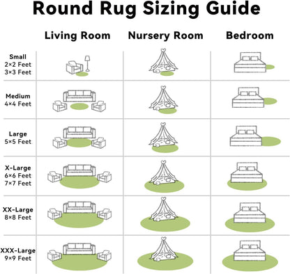 OLANLY Round Grass Green Area Rug - Soft, Fluffy, Machine Washable 8 ft Circle Carpet for Bedroom & Living Room