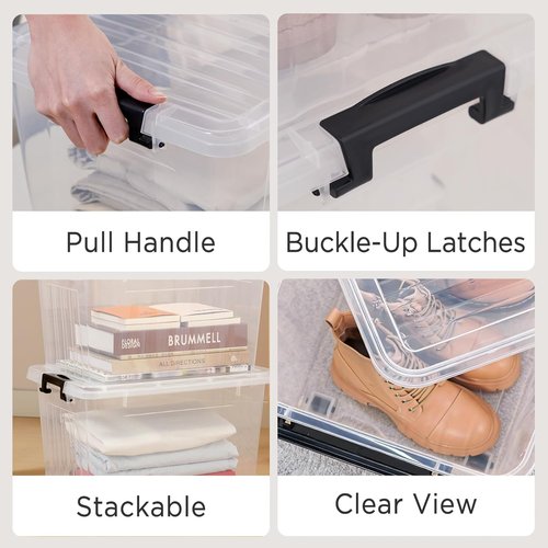 Citylife 22 QT Clear Plastic Storage Bins - Stackable & Nestable Containers for Garage, Closet, Kitchen | 2-Pack