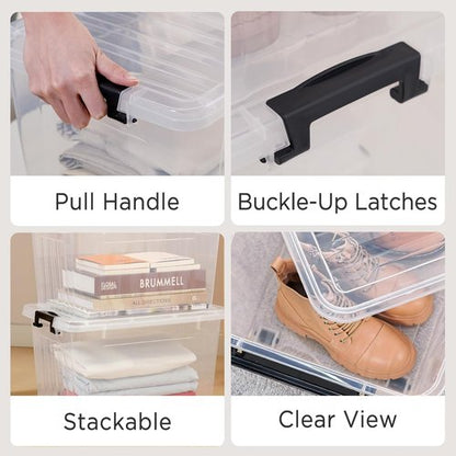 Citylife 22 QT Clear Plastic Storage Bins - Stackable & Nestable Containers for Garage, Closet, Kitchen | 2-Pack