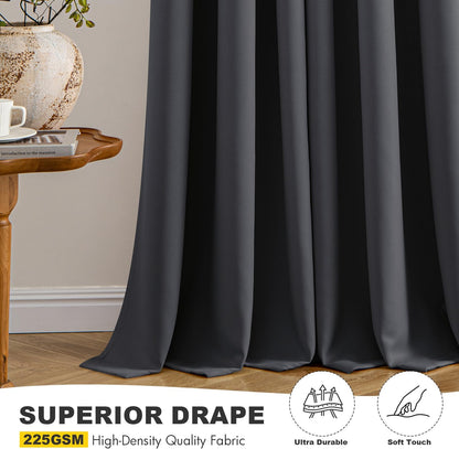 MIULEE Dark Grey Blackout Curtains - Thermal Insulated Room Darkening Drapes | 90-Inch Long, 2 Panels