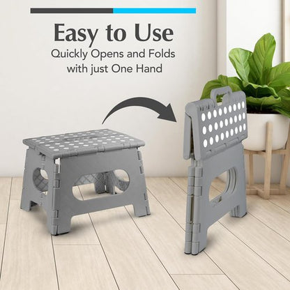 Handy Laundry Folding Step Stool - Lightweight & Sturdy for Adults and Kids | Easy One-Flip Design - Grey, 9 Inch (Pack of 2)