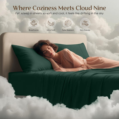 Utopia Bedding Twin XL Sheet Set - Soft Microfiber Bed Sheets with Pillowcase - Oeko Tex Certified (Emerald)